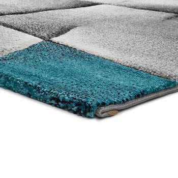 Alfombras 100% Polipropileno HEAT-SET FRISÈ Alfombra geométrica desigual azul 140x200
